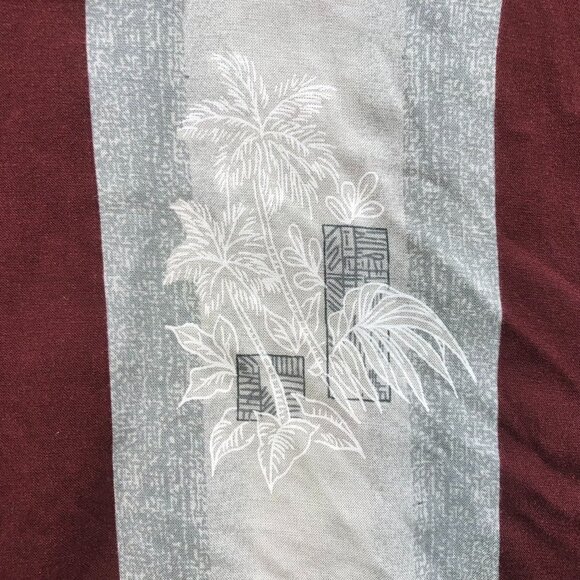Island Shores Mens Hawaiian Shirt Sz 3XL Palm Print Burgundy Short Sleeve Casual - Picture 7 of 12